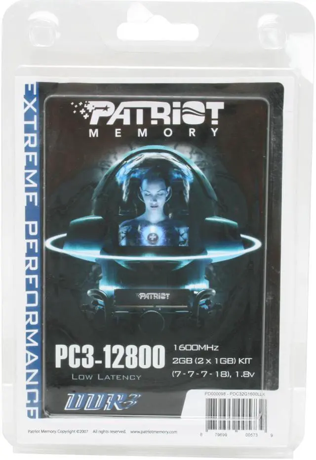 Alt view image 3 of 3 - Patriot Extreme Performance 2GB (2 x 1GB) DDR3 1600 (PC3 12800) Dual Channel Kit Desktop Memory Model PDC32G1600LLK