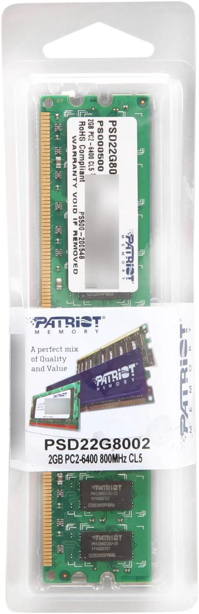 Alt view image 3 of 3 - Patriot 2GB DDR2 800 (PC2 6400) Desktop Memory Model PSD22G8002