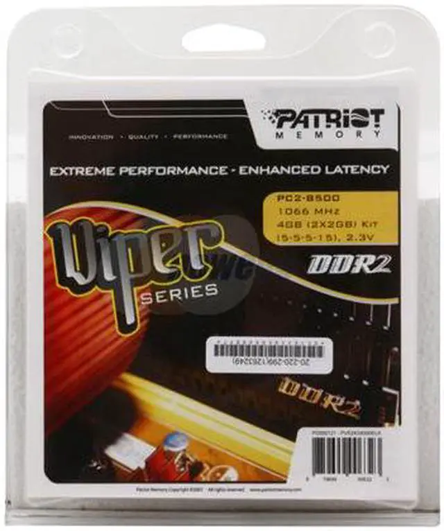 Alt view image 2 of 2 - Patriot Viper 4GB (2 x 2GB) DDR2 1066 (PC2 8500) Dual Channel Kit Desktop Memory Model PVS24G8500ELK
