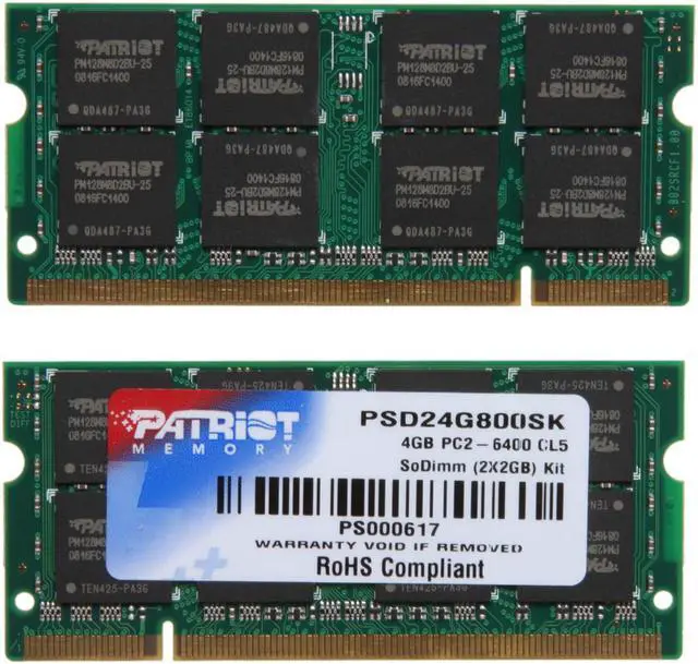 Alt view image 2 of 4 - Patriot 4GB (2 x 2GB) 200-Pin DDR2 SO-DIMM DDR2 800 (PC2 6400) Dual Channel Kit Laptop Memory Model PSD24G800SK