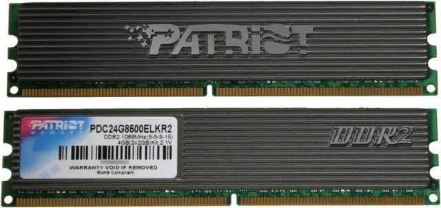 Alt view image 2 of 3 - Patriot Extreme Performance 4GB (2 x 2GB) DDR2 1066 (PC2 8500) Dual Channel Kit Desktop Memory Model PDC24G8500ELKR2