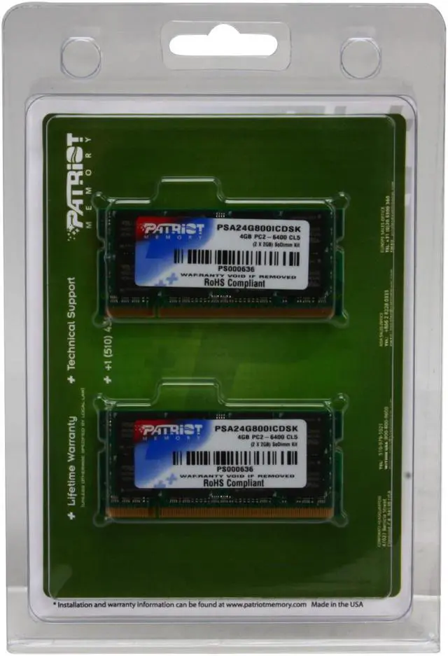 Alt view image 2 of 2 - Patriot Memory 4GB (2 x 2GB) DDR2 800 (PC2 6400) Dual Channel Kit Memory For Apple Model PSA24G800ICDSK