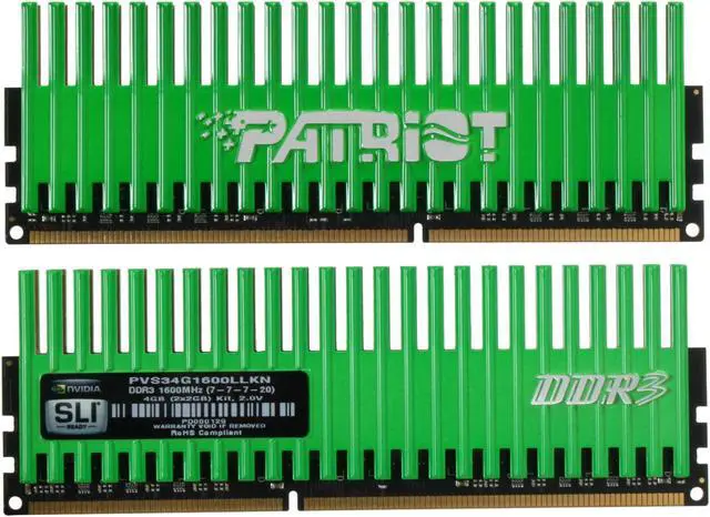 Alt view image 2 of 3 - Patriot Viper 4GB (2 x 2GB) DDR3 1600 (PC3 12800) Dual Channel Kit Desktop Memory Model PVS34G1600LLKN