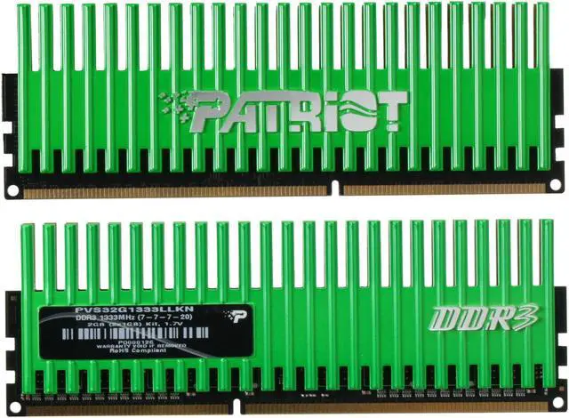 Alt view image 2 of 3 - Patriot Viper 2GB (2 x 1GB) DDR3 1333 (PC3 10666) Dual Channel Kit Desktop Memory Model PVS32G1333LLKN