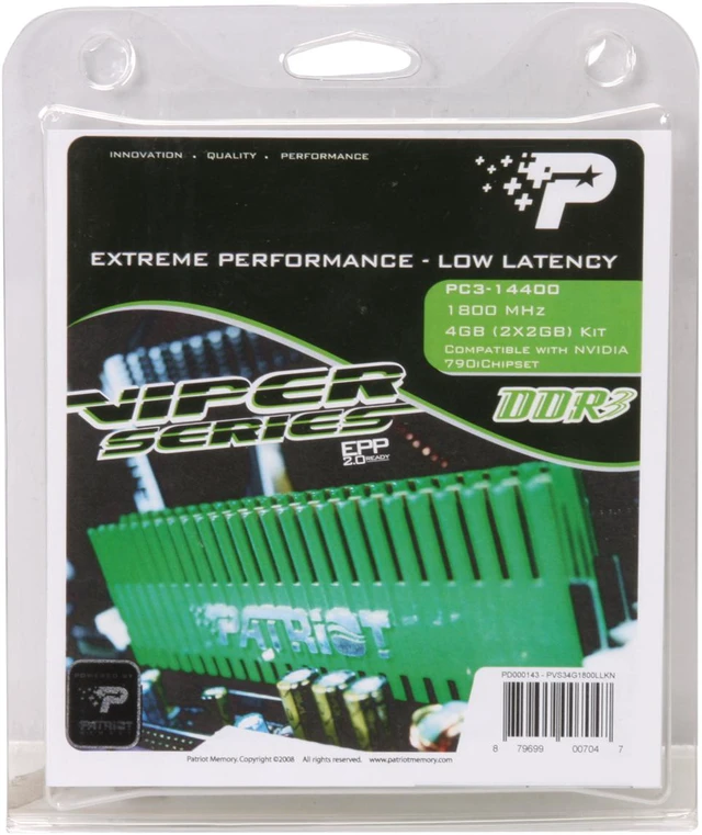 Alt view image 4 of 4 - Patriot Viper 4GB (2 x 2GB) DDR3 1800 (PC3 14400) Dual Channel Kit Desktop Memory Model PVS34G1800LLKN