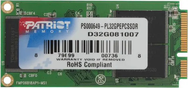 Alt view image 3 of 5 - Patriot Lite PL32GPEPCSSDR 32GB Mini PCIe Internal Solid state disk (SSD)