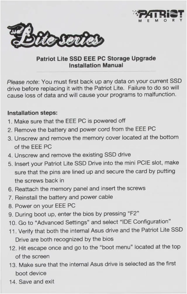 Alt view image 4 of 5 - Patriot Lite PL32GPEPCSSDR 32GB Mini PCIe Internal Solid state disk (SSD)