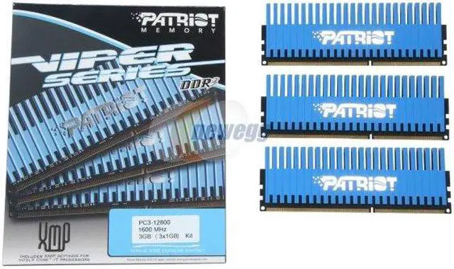 Alt view image 4 of 4 - Patriot Viper 3GB (3 x 1GB) DDR3 1600 (PC3 12800) Desktop Memory Model PVT33G1600LLK