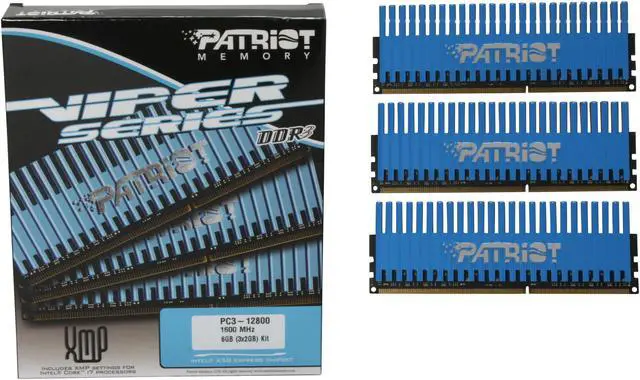 Alt view image 3 of 3 - Patriot Viper 6GB (3 x 2GB) DDR3 1600 (PC3 12800) Desktop Memory Model PVT36G1600LLK