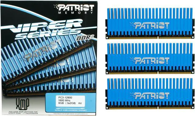 Alt view image 3 of 3 - Patriot Viper 6GB (3 x 2GB) DDR3 1600 (PC3 12800) Desktop Memory Model PVT36G1600ELK