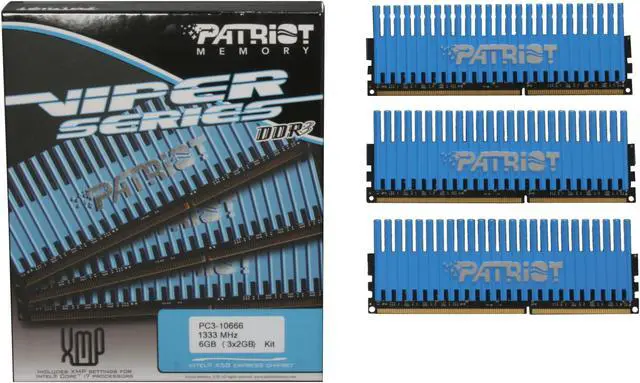 Alt view image 3 of 3 - Patriot Viper 6GB (3 x 2GB) DDR3 1333 (PC3 10666) Desktop Memory Model PVT36G1333LLK