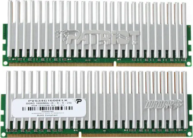 Alt view image 2 of 3 - Patriot Viper 4GB (2 x 2GB) DDR3 1600 (PC3 12800) Dual Channel Kit Desktop Memory Model PVS34G1600ELK
