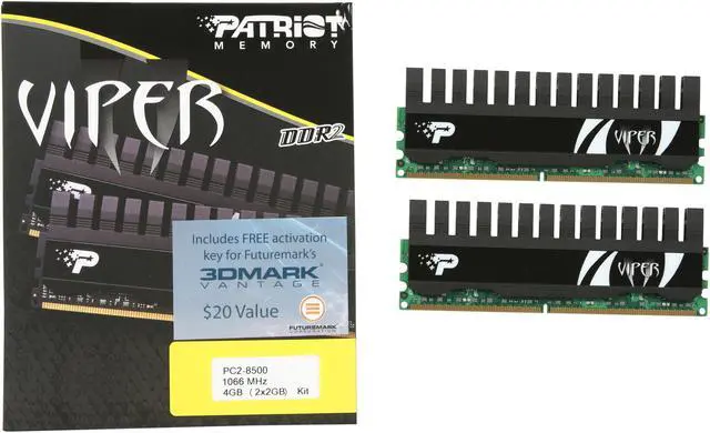 Alt view image 3 of 3 - Patriot Viper II 4GB (2 x 2GB) DDR2 1066 (PC2 8500) Desktop Memory w/Futuremark 3DMark Vantage Bundle Model PV224G8500ELKB