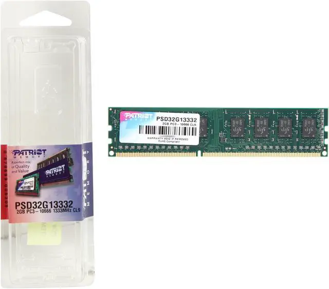 Alt view image 3 of 3 - Patriot 2GB DDR3 1333 (PC3 10600) Desktop Memory Model PSD32G13332
