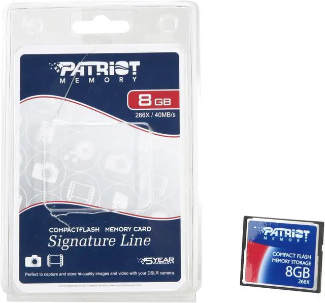 Alt view image 5 of 5 - Patriot 8GB Compact Flash (CF) 266X Flash Card Model PSF8G266CF