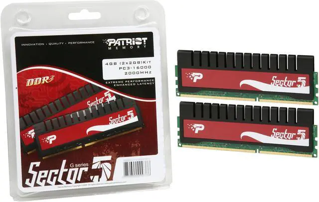 Alt view image 3 of 3 - Patriot G Series 'Sector 5' 4GB (2 x 2GB) DDR3 2000 (PC3 16000) Desktop Memory Model PGV34G2000ELK