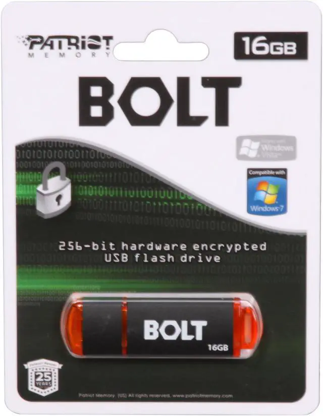 Main image of Patriot Bolt 16GB USB 2.0 Flash Drive 256bit AES Encryption PSF16GBTUSB