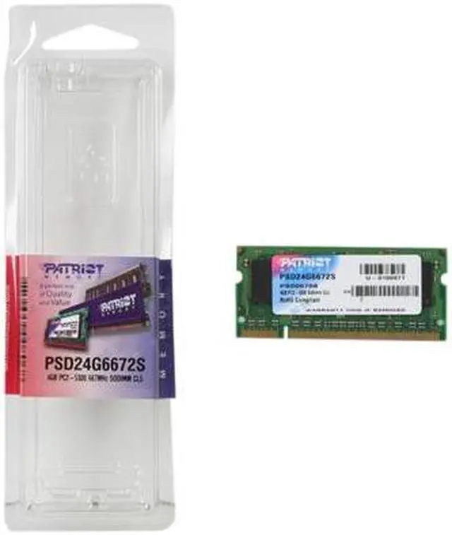 Alt view image 3 of 3 - Patriot 4GB 200-Pin DDR2 SO-DIMM DDR2 667 (PC2 5300) Laptop Memory Model PSD24G6672S