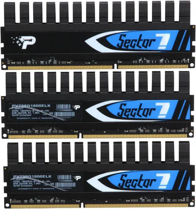 Alt view image 2 of 3 - Patriot Viper II Sector 7 Edition 6GB (3 x 2GB) DDR3 1600 (PC3 12800) Desktop Memory Model PV736G1600ELK