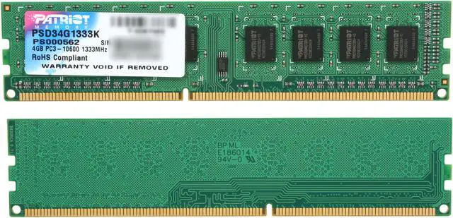 Alt view image 2 of 3 - Patriot 4GB (2 x 2GB) DDR3 1333 (PC3 10600) Desktop Memory Model PSD34G1333K