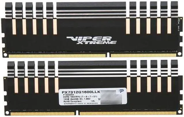 Alt view image 2 of 3 - Patriot Viper Xtreme 12GB (3 x 4GB) DDR3 1600 (PC3 12800) Desktop Memory Model PX7312G1600LLK