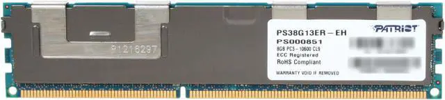 Main image of Patriot Signature 8GB ECC Registered DDR3 1333 (PC3 10600) Server Memory with Heatshield Model PS38G13ER-EH