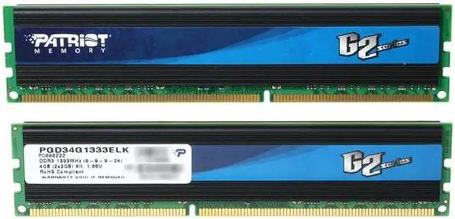Alt view image 2 of 3 - Patriot Gamer 2 Series 4GB (2 x 2GB) DDR3 1333 (PC3 10666) Desktop Memory Model PGD34G1333ELK