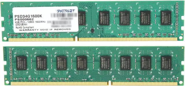 Alt view image 2 of 3 - Patriot Signature 4GB (2 x 2GB) DDR3 1600 (PC3 12800) Desktop Memory Model PSD34G1600K