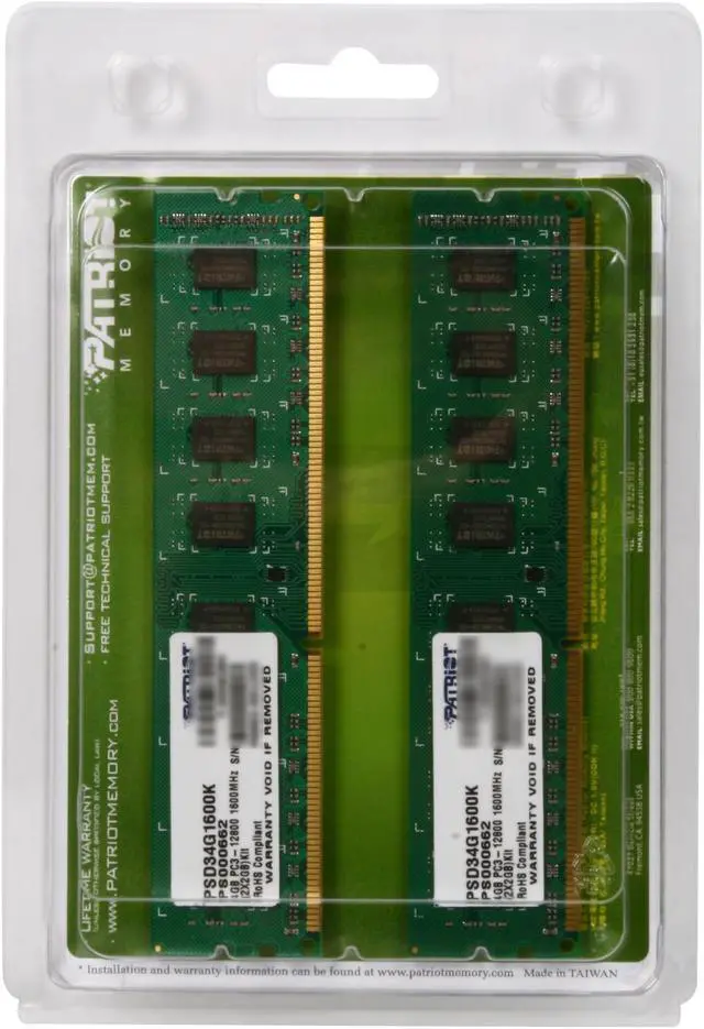 Alt view image 3 of 3 - Patriot Signature 4GB (2 x 2GB) DDR3 1600 (PC3 12800) Desktop Memory Model PSD34G1600K