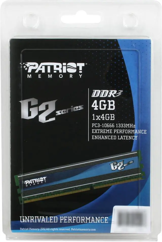 Alt view image 3 of 3 - Patriot Gamer 2 Series 4GB DDR3 1333 (PC3 10666) Desktop Memory Model PG34G1333EL