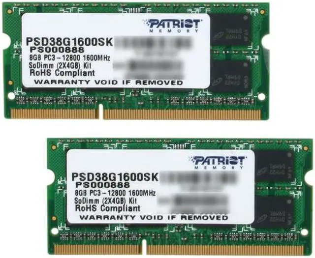 Main image of Patriot Signature 8GB (2 x 4GB) 204-Pin DDR3 SO-DIMM DDR3 1600 (PC3 12800) Laptop Memory Model PSD38G1600SK