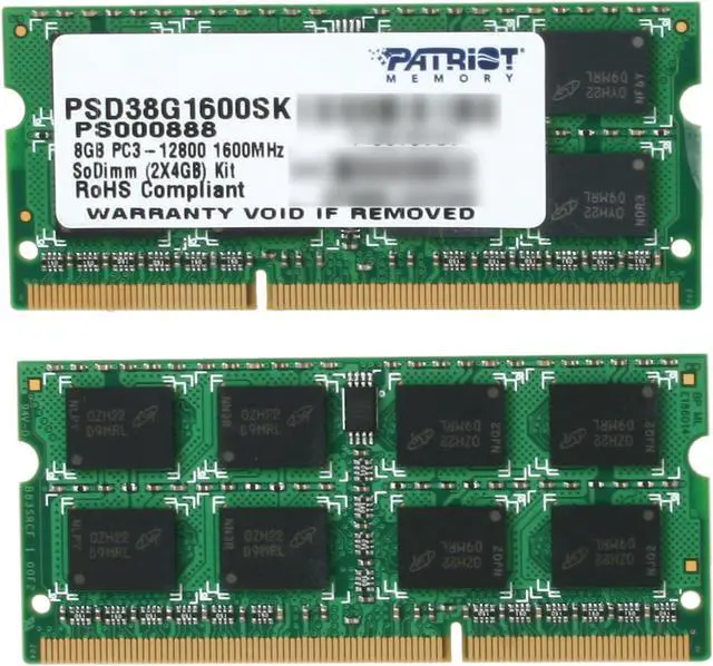 Alt view image 2 of 3 - Patriot Signature 8GB (2 x 4GB) 204-Pin DDR3 SO-DIMM DDR3 1600 (PC3 12800) Laptop Memory Model PSD38G1600SK