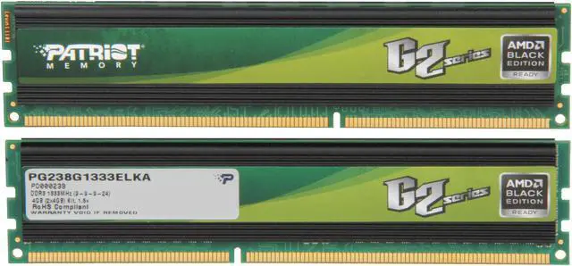 Alt view image 2 of 3 - Patriot Gamer 2 Series 8GB (2 x 4GB) DDR3 1333 (PC3 10666) Desktop Memory Model PG238G1333ELKA