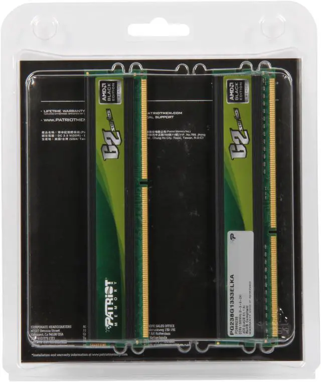 Alt view image 3 of 3 - Patriot Gamer 2 Series 8GB (2 x 4GB) DDR3 1333 (PC3 10666) Desktop Memory Model PG238G1333ELKA