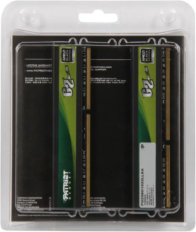 Alt view image 3 of 3 - Patriot Gamer 2 Series 8GB (2 x 4GB) DDR3 1333 (PC3 10666) Desktop Memory Model PG238G1333LLKA