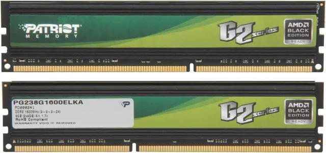 Alt view image 2 of 3 - Patriot Gamer 2 Series 8GB (2 x 4GB) DDR3 1600 (PC3 12800) Desktop Memory Model PG238G1600ELKA