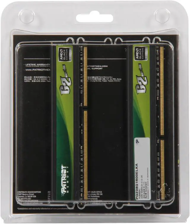 Alt view image 3 of 3 - Patriot Gamer 2 Series 8GB (2 x 4GB) DDR3 1600 (PC3 12800) Desktop Memory Model PG238G1600ELKA