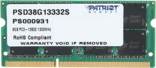 Main image of Patriot Signature 8GB 204-Pin DDR3 SO-DIMM DDR3 1333 (PC3 10600) Laptop Memory Model PSD38G13332S