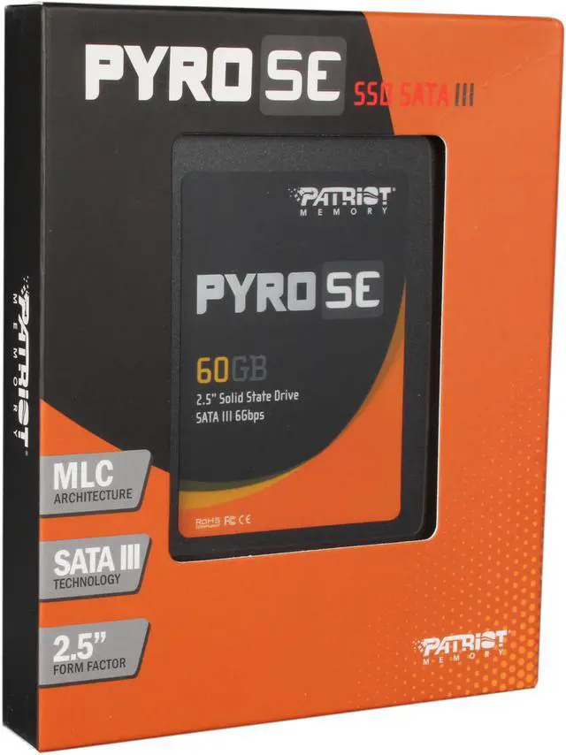 Main image of Patriot Pyro SE 2.5" 60GB SATA III MLC Internal Solid State Drive (SSD) PPSE60GS25SSDR