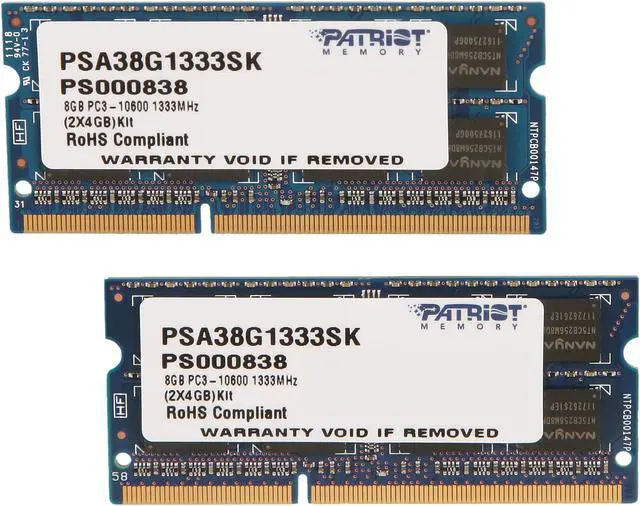 Main image of Patriot Memory Mac Series 8GB (2 x 4GB) DDR3 1333 (PC3 10600) Memory for Apple Model PSA38G1333SK