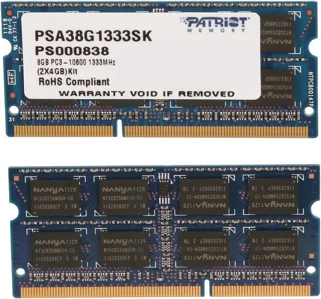 Alt view image 2 of 3 - Patriot Memory Mac Series 8GB (2 x 4GB) DDR3 1333 (PC3 10600) Memory for Apple Model PSA38G1333SK