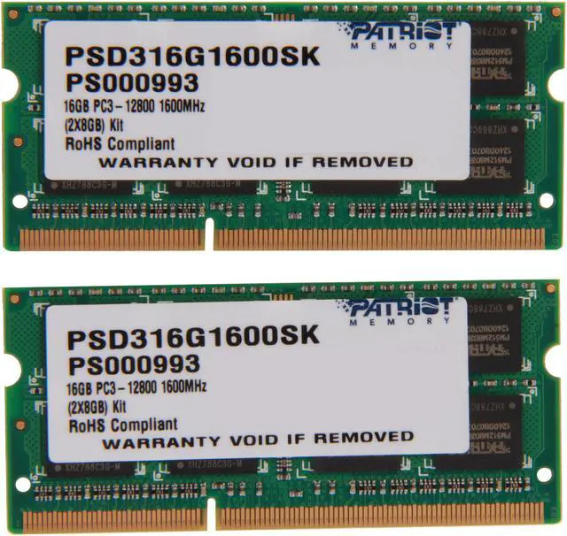 Main image of Patriot Signature 16GB (2 x 8GB) 204-Pin DDR3 SO-DIMM DDR3 1600 (PC3 12800) Laptop Memory Model PSD316G1600SK