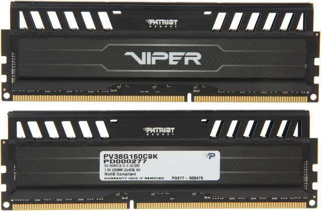 Alt view image 2 of 2 - Patriot Viper 3 8GB (2 x 4GB) 240-Pin PC RAM DDR3 1600 (PC3 12800) Desktop Memory Model PV38G160C9K