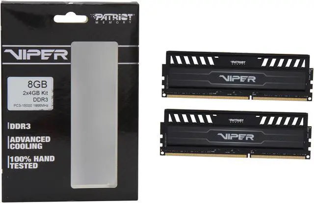 Alt view image 3 of 3 - Patriot Viper 3 8GB (2 x 4GB) DDR3 1866 (PC3 15000) Desktop Memory Model PV38G186C9K