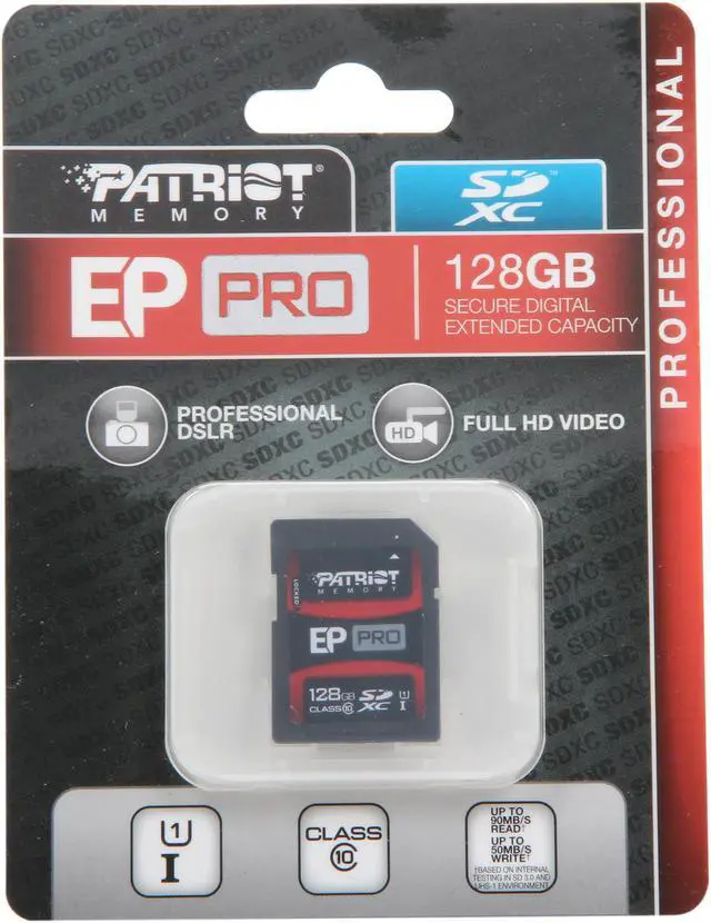 Alt view image 4 of 4 - Patriot EP Pro Series 128GB UHS-1 Secure Digital Extended Capacity (SDXC) Flash Card Model PEF128GSXC10333