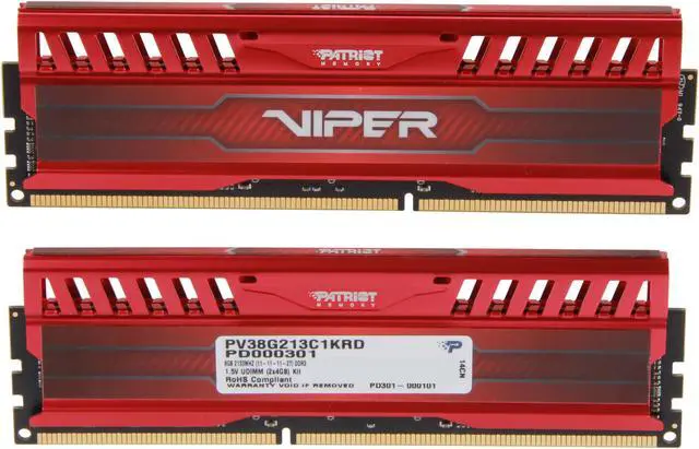 Alt view image 2 of 3 - Patriot Viper 3 8GB (2 x 4GB) DDR3 2133 (PC3 17000) Desktop Memory Model PV38G213C1KRD