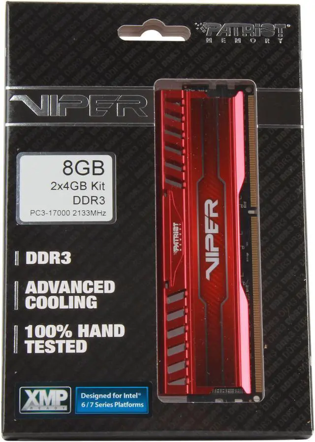 Alt view image 3 of 3 - Patriot Viper 3 8GB (2 x 4GB) DDR3 2133 (PC3 17000) Desktop Memory Model PV38G213C1KRD