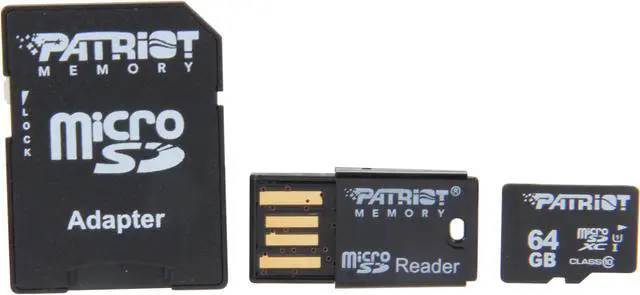 Main image of Patriot LX Series 64GB Class 10 Micro SDXC Flash Card Kit With SD & USB 2.0 Adapter Model PSF64GMCSXC10UK