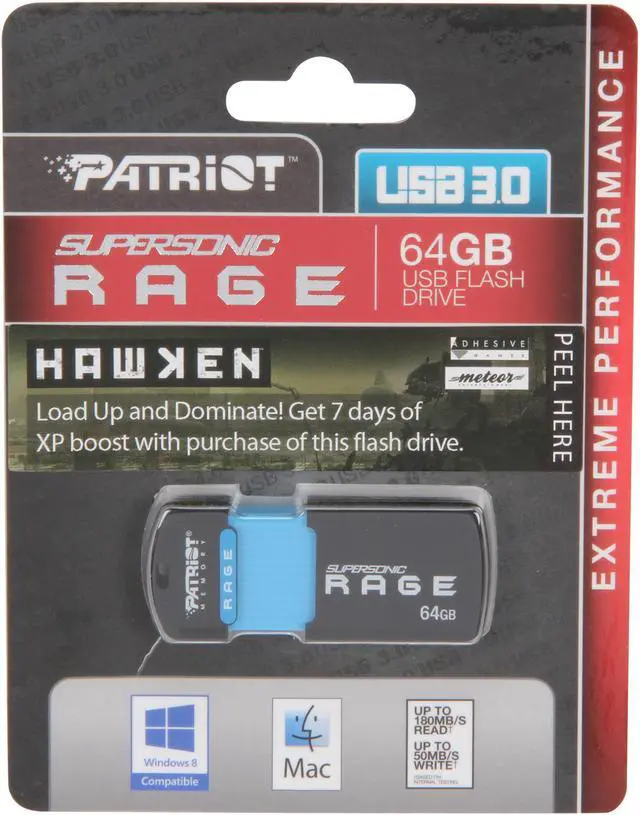 Alt view image 5 of 5 - Patriot Supersonic Rage XT 64GB Flash Drive PEF64GSRUSBh
