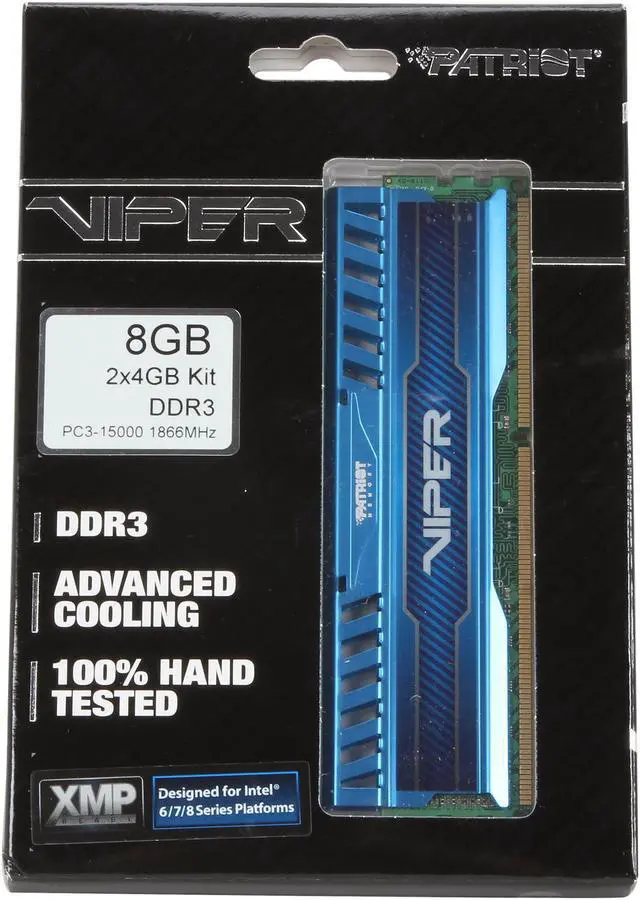 Alt view image 3 of 3 - Patriot Viper 3 8GB (2 x 4GB) DDR3 1866 (PC3 15000) Desktop Memory Model PV38G186C9KBL